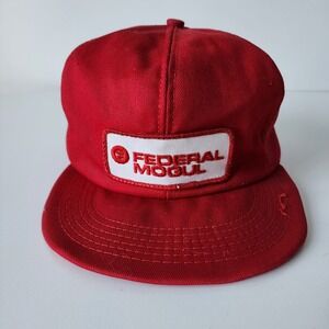 Vintage Federal Mogul Trucker Hat Patch‎ 80s SnapBack Mesh Red Baseball Cap